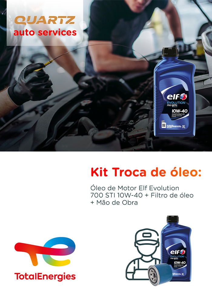   Kit Troca de óleo: 5 Litros x Óleo Elf Evolution 700 Sti 10W-40 + Filtro de óleo + Mão de Obra