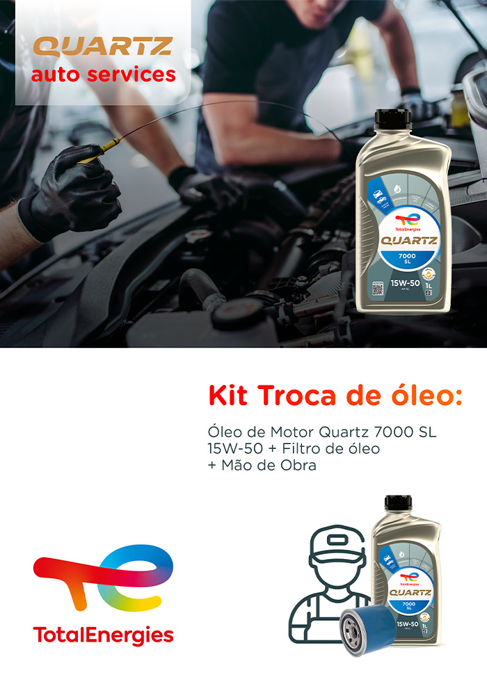   Kit Troca de óleo: 5 Litros x Quartz 7000 15W-50 + Filtro de óleo + Mão de Obra
